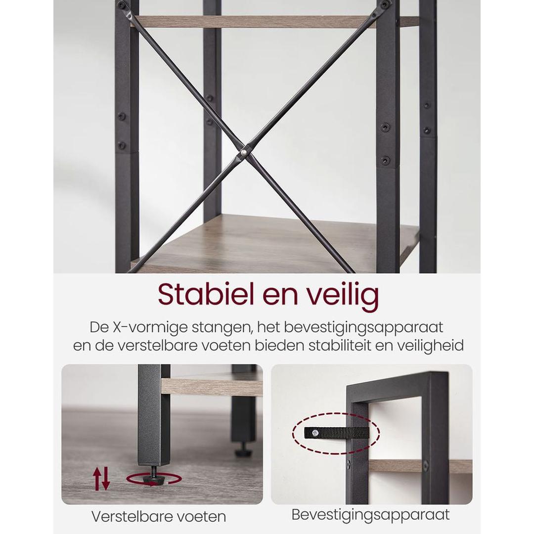 Boekenkast Met 6 Legplanken In Industriële Stijl Van Staal en Houtlook – productweergave 19 | De Groot Living