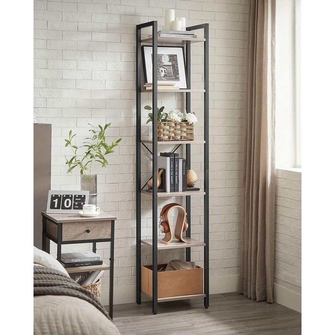 Boekenkast Met 6 Legplanken In Industriële Stijl Van Staal en Houtlook – productweergave 20 | De Groot Living