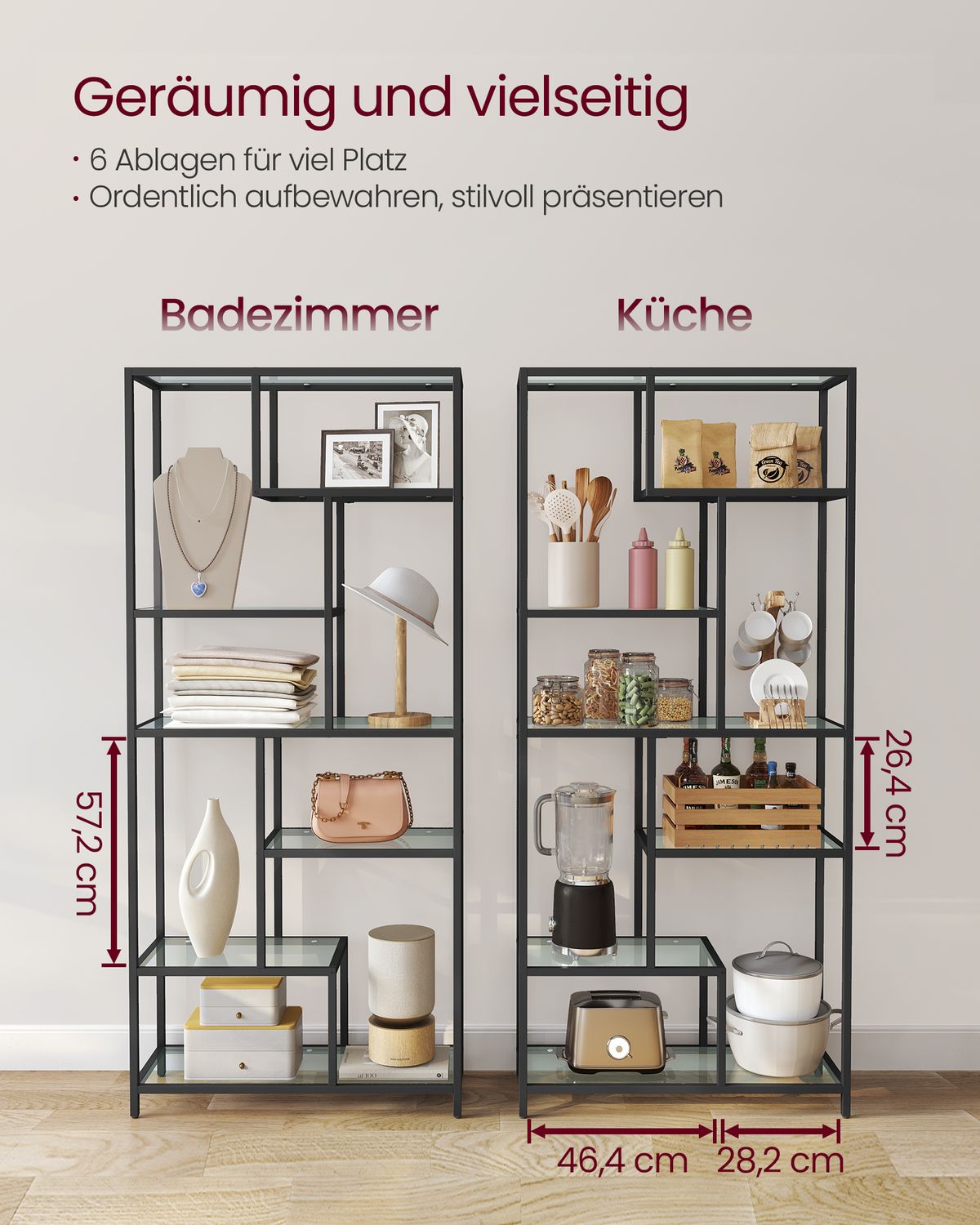 Boekenkast met 6 Planken van Gehard Glas – productweergave 8 | De Groot Living