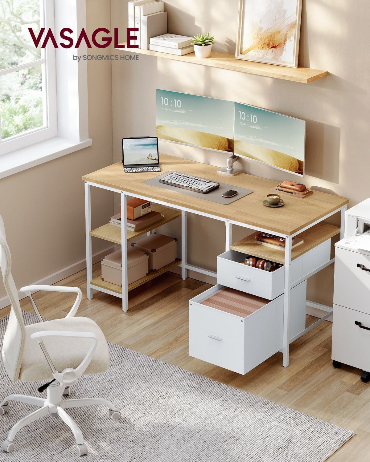 Bureau met 3 Planken en 2 Laden – productweergave 5 | De Groot Living