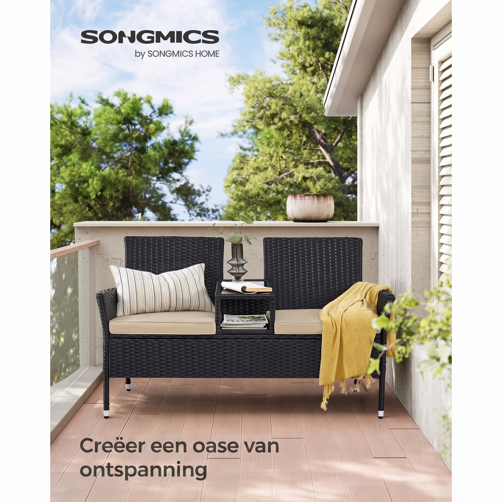 Compact Balkonmeubel met Tafel van PE Polyrattan – productweergave 3 | De Groot Living