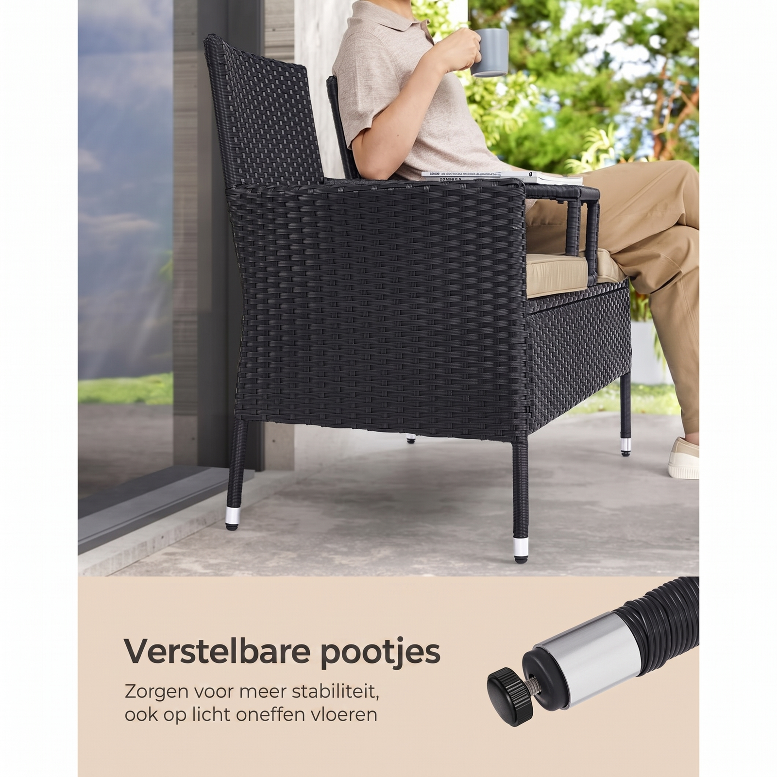 Compact Balkonmeubel met Tafel van PE Polyrattan – productweergave 4 | De Groot Living