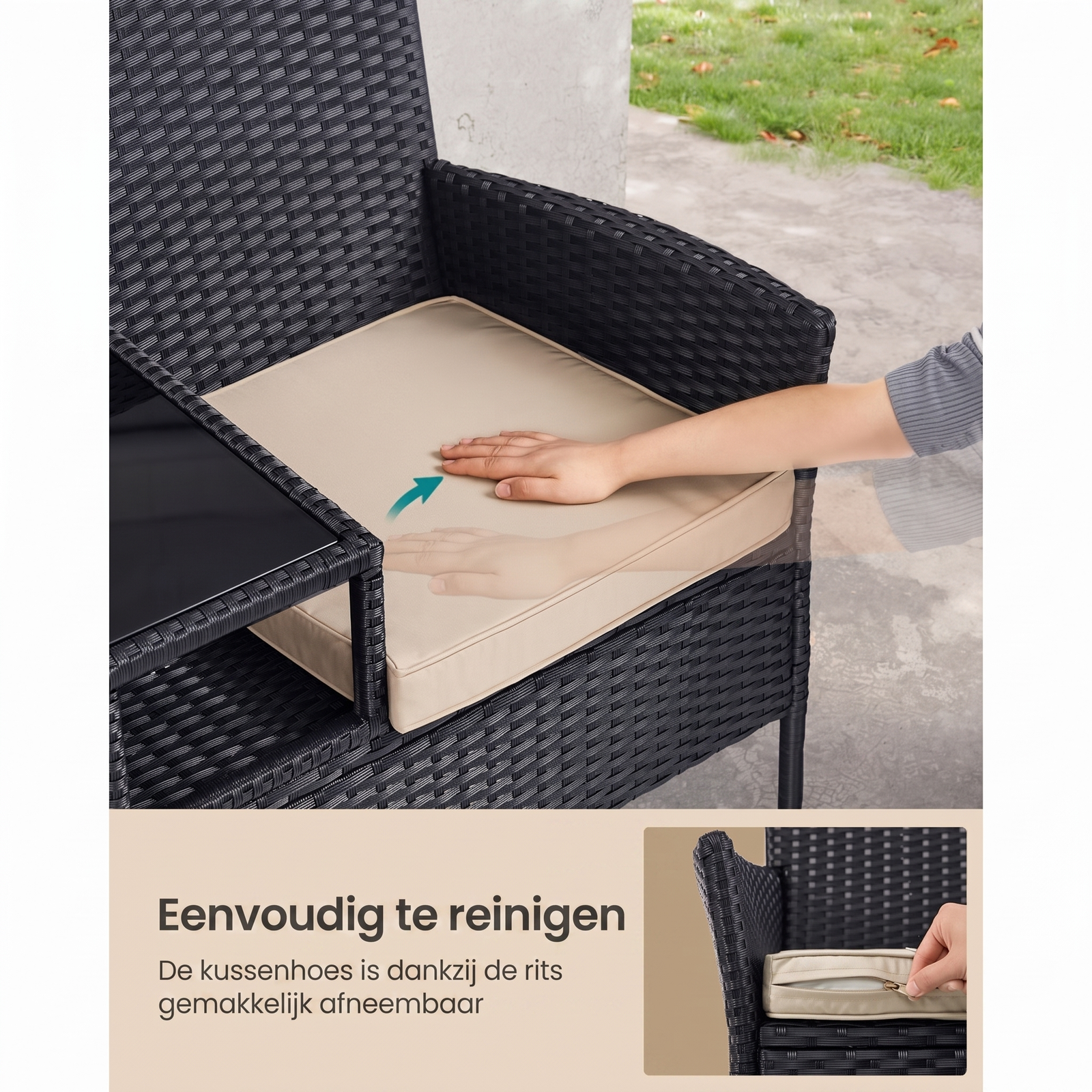 Compact Balkonmeubel met Tafel van PE Polyrattan – productweergave 5 | De Groot Living