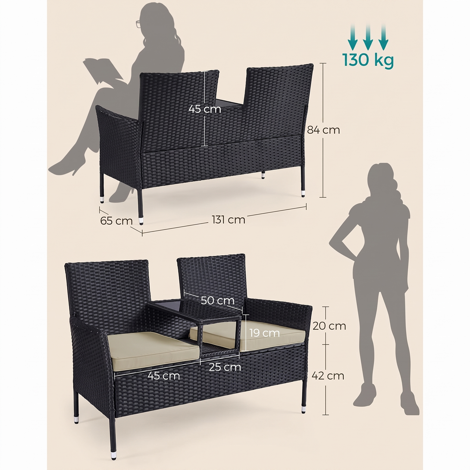 Compact Balkonmeubel met Tafel van PE Polyrattan – productweergave 7 | De Groot Living