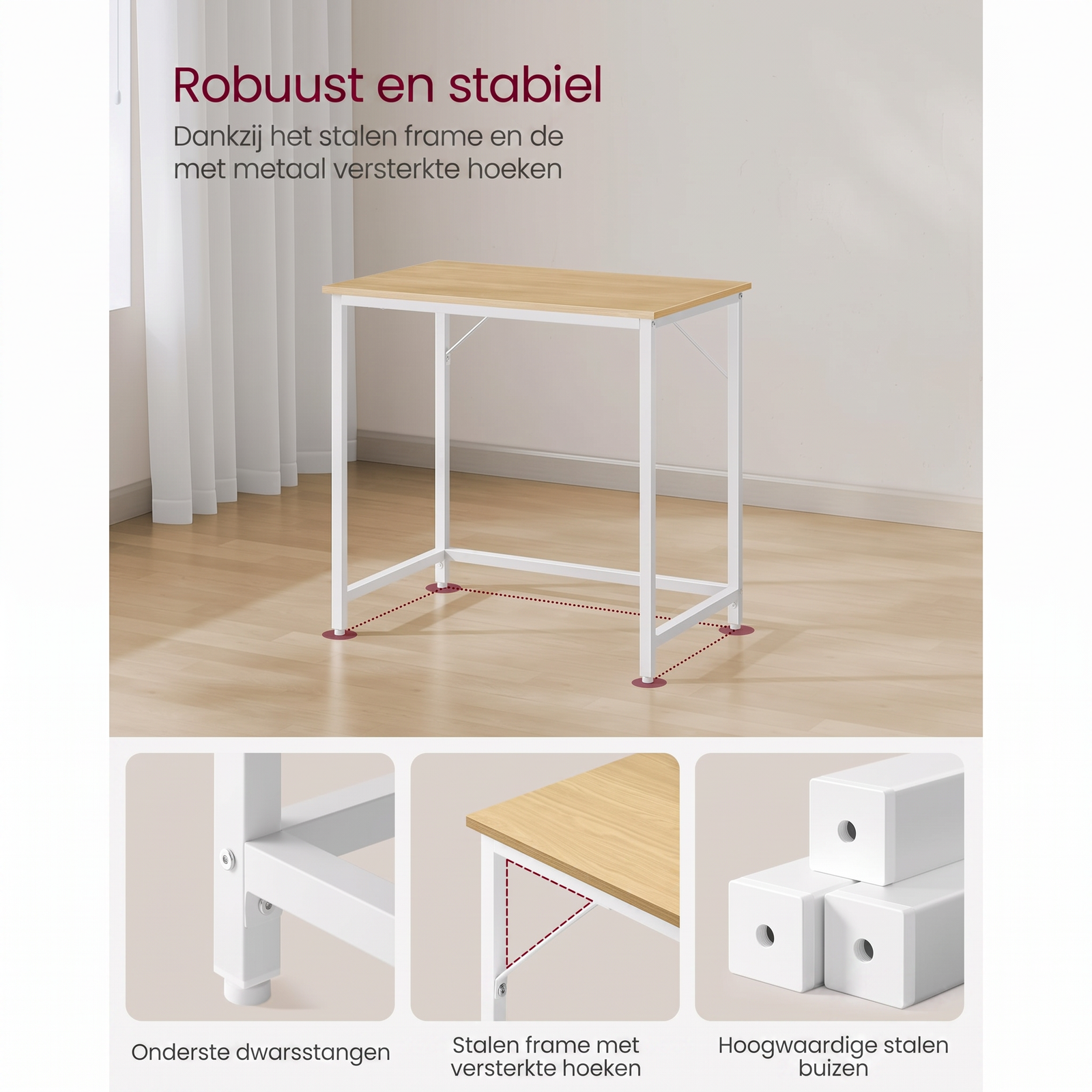 Compact Bureau met Metalen Frame en Verstelbare Voeten – productweergave 15 | De Groot Living