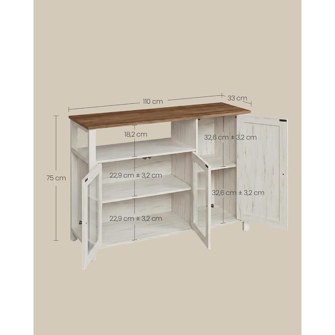 Dressoir met 3 Deuren en Opbergruimte In Landelijke Stijl 110 cm – productweergave 4 | De Groot Living