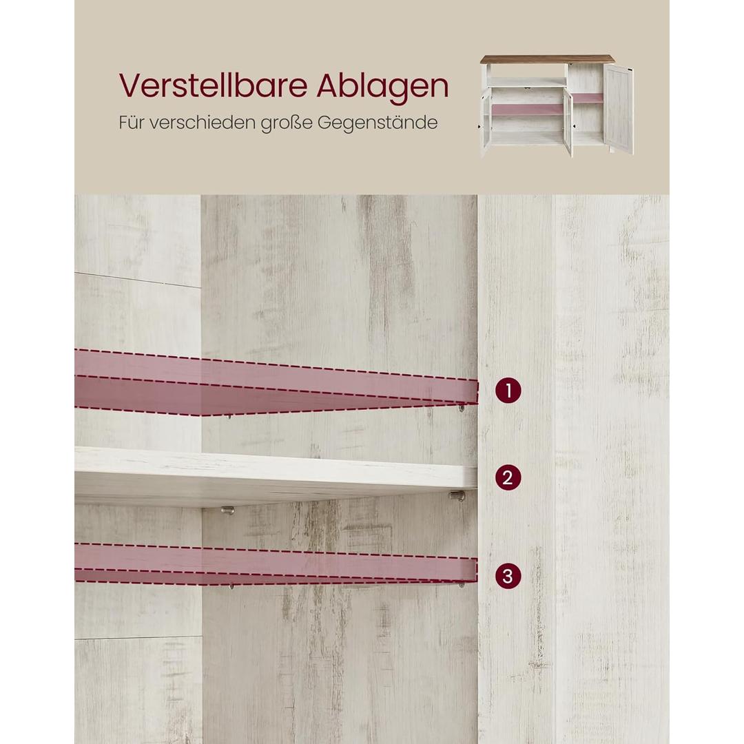 Dressoir met 3 Deuren en Opbergruimte In Landelijke Stijl 110 cm – productweergave 5 | De Groot Living