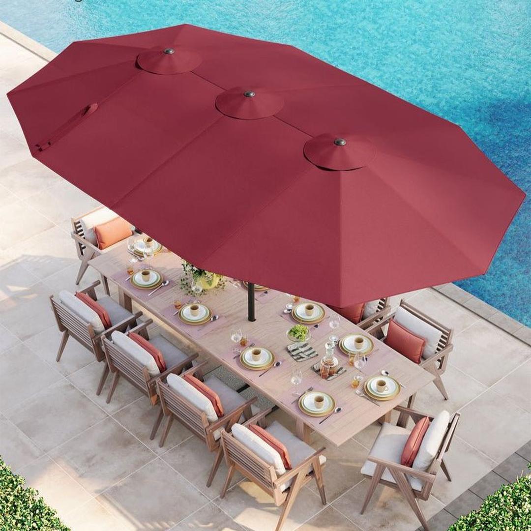 Dubbele Parasol 460 x 270 cm met UPF 50+ UV-Bescherming en Slingermechanisme – productweergave 3 | De Groot Living