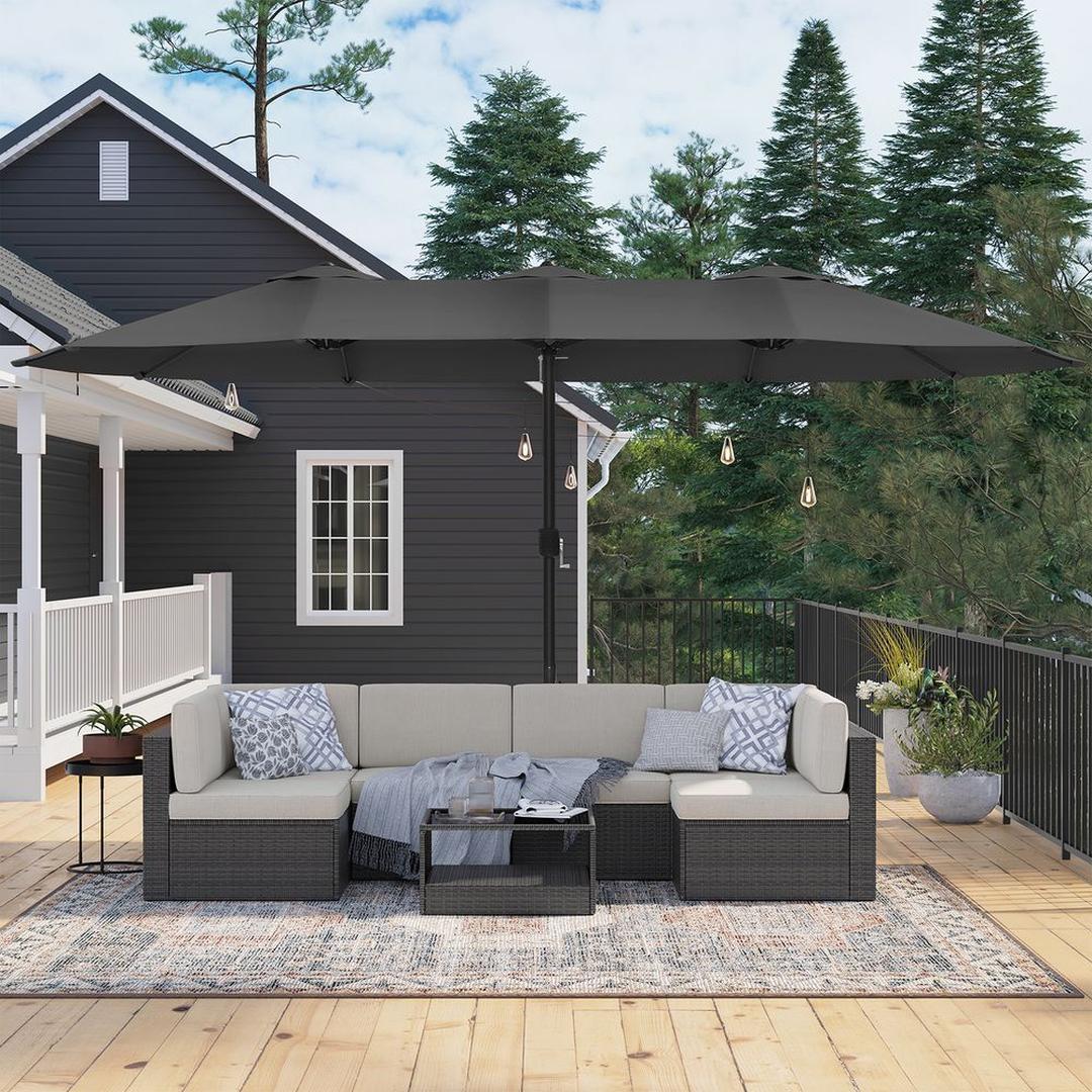 Dubbele Parasol 460 x 270 cm met UPF 50+ UV-Bescherming en Slingermechanisme – productweergave 5 | De Groot Living