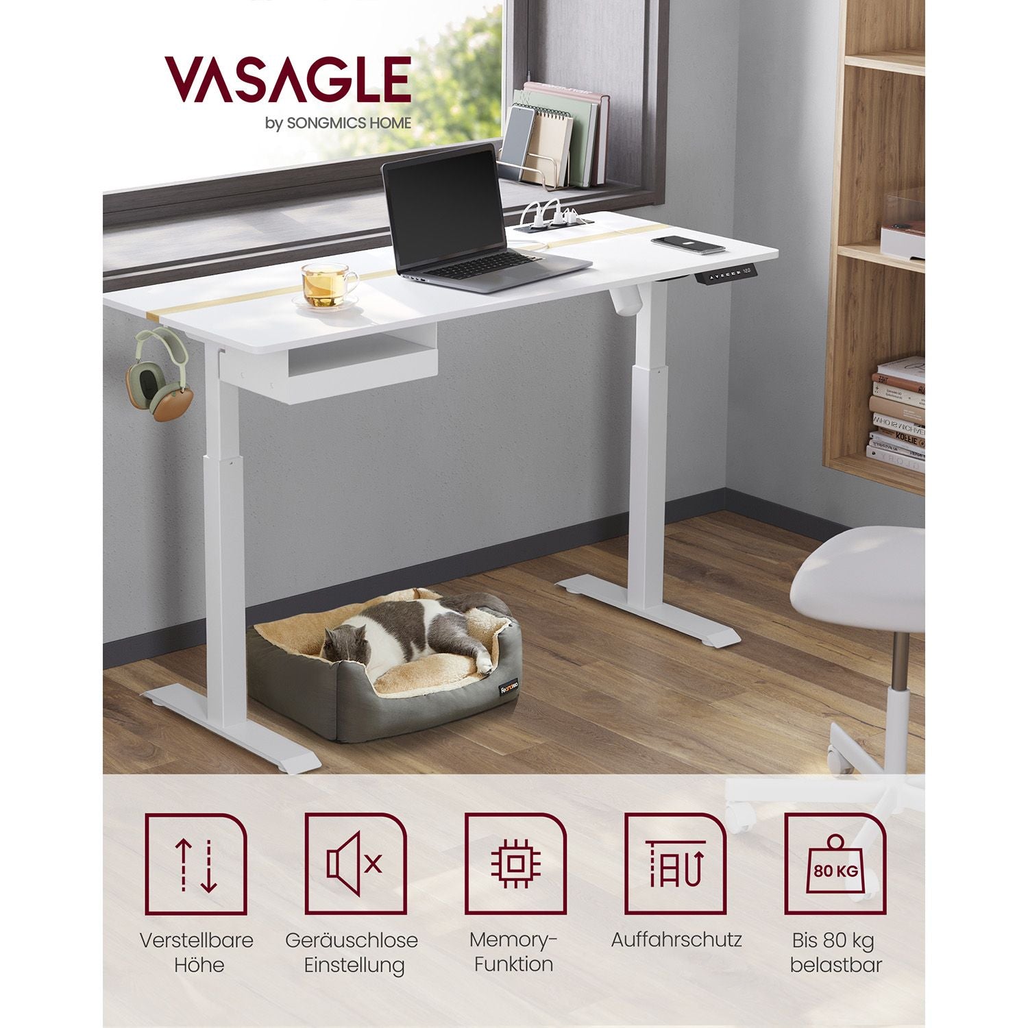 Elektrisch in Hoogte Verstelbaar Bureau met Stopcontact en Lade – productweergave 10 | De Groot Living