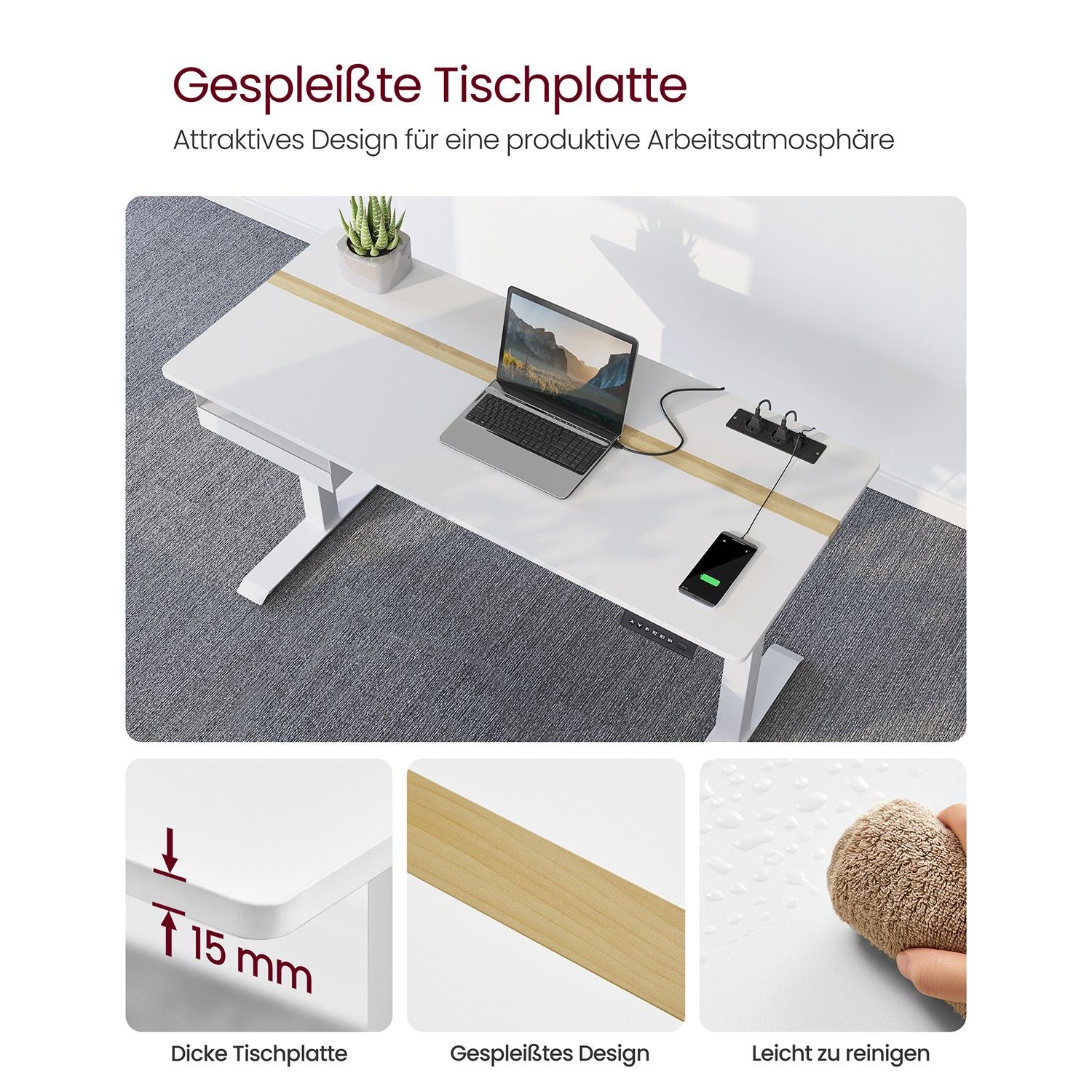 Elektrisch in Hoogte Verstelbaar Bureau met Stopcontact en Lade – productweergave 13 | De Groot Living