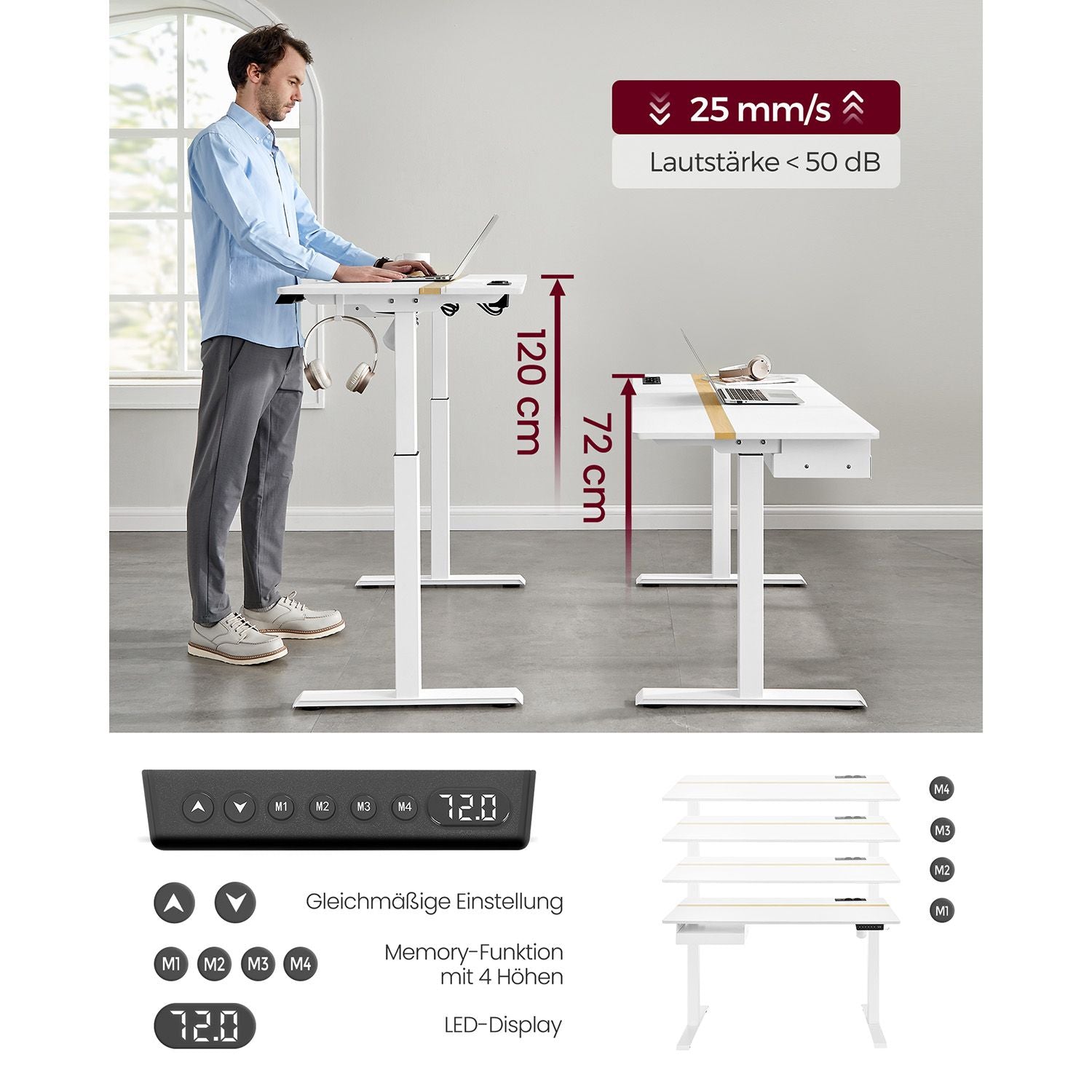 Elektrisch in Hoogte Verstelbaar Bureau met Stopcontact en Lade – productweergave 25 | De Groot Living