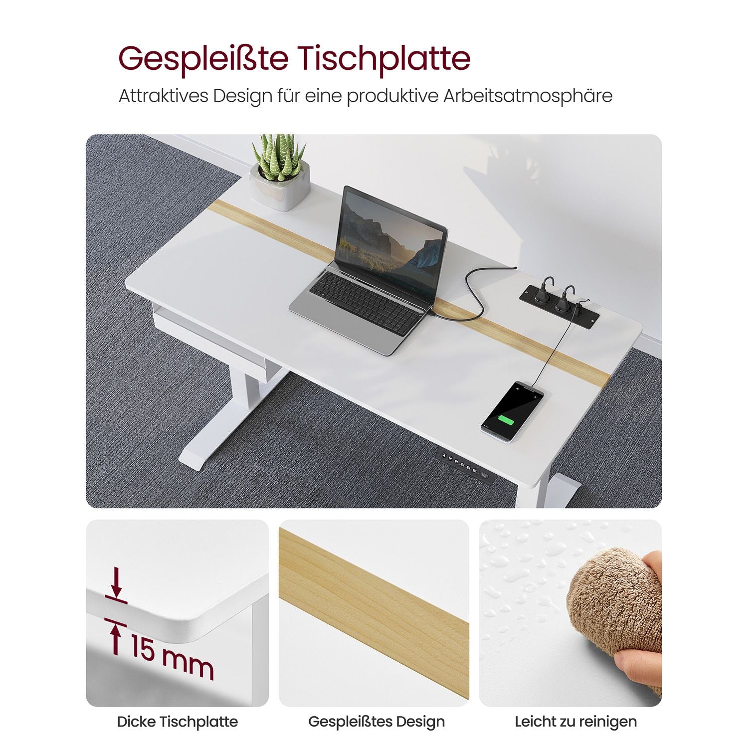 Elektrisch in Hoogte Verstelbaar Bureau met Stopcontact en Lade – productweergave 27 | De Groot Living