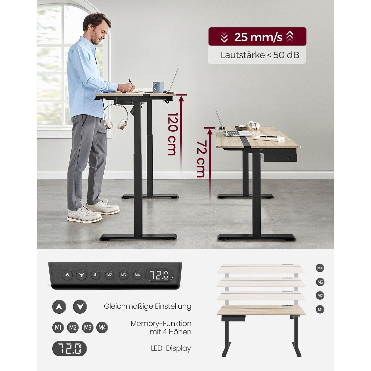 Elektrisch in Hoogte Verstelbaar Bureau met Stopcontact en Lade – productweergave 32 | De Groot Living