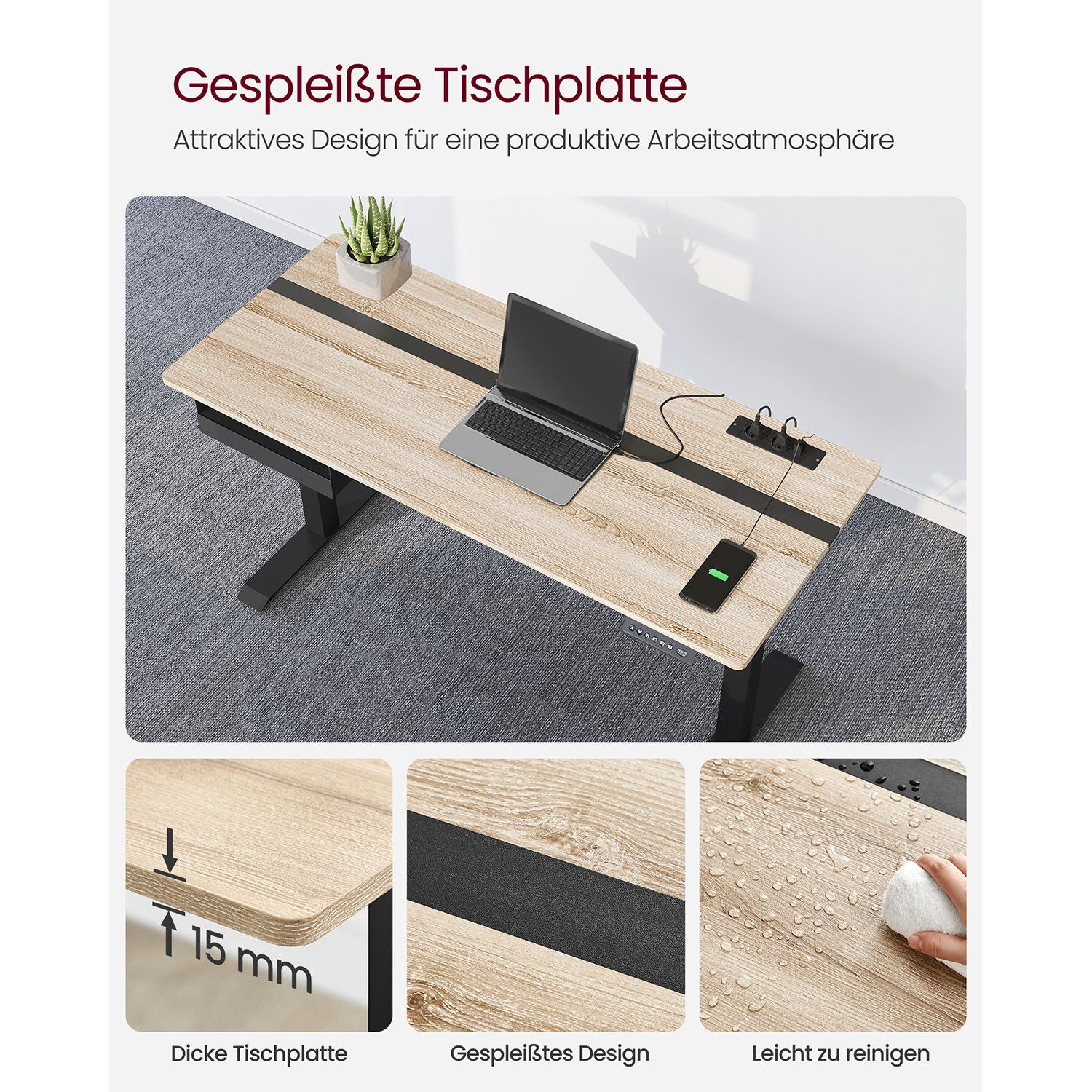 Elektrisch in Hoogte Verstelbaar Bureau met Stopcontact en Lade – productweergave 34 | De Groot Living