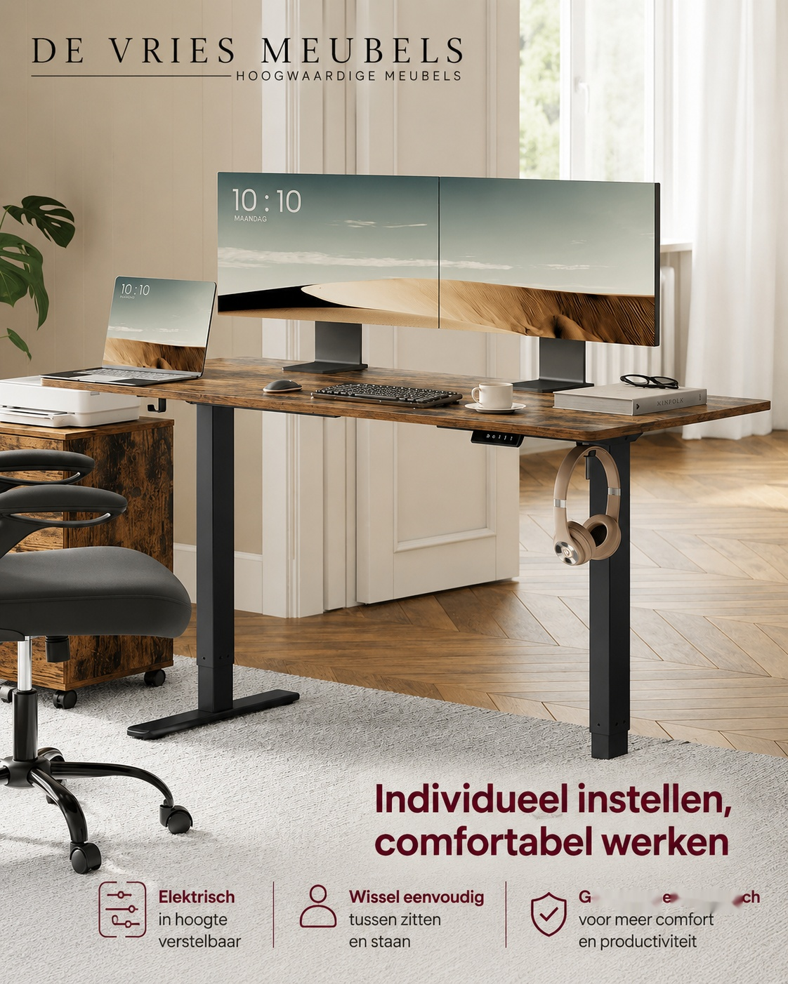 Bureau-onderstel hoogteverstelling