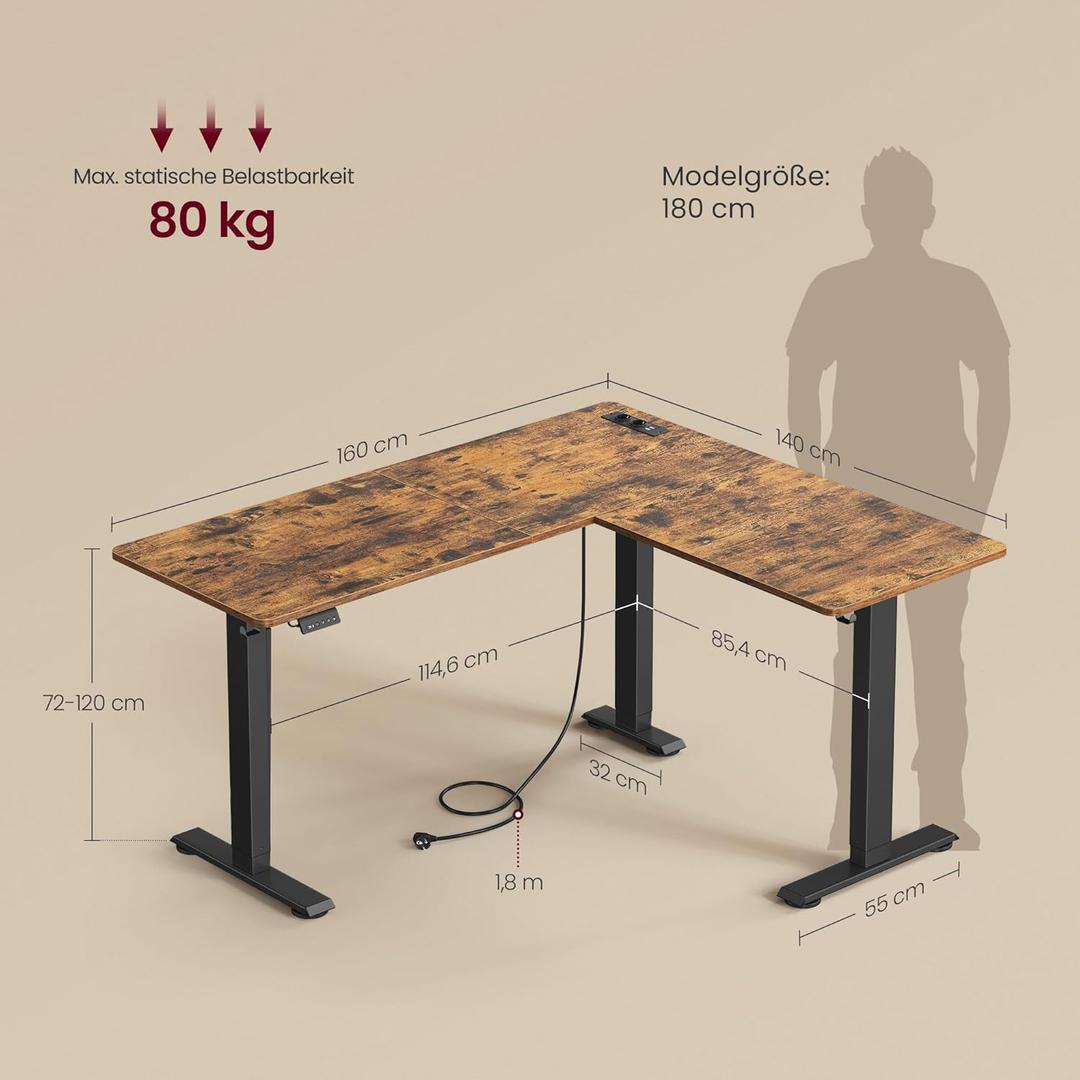 Elektrisch Verstelbaar Hoekbureau met USB – productweergave 10 | De Groot Living