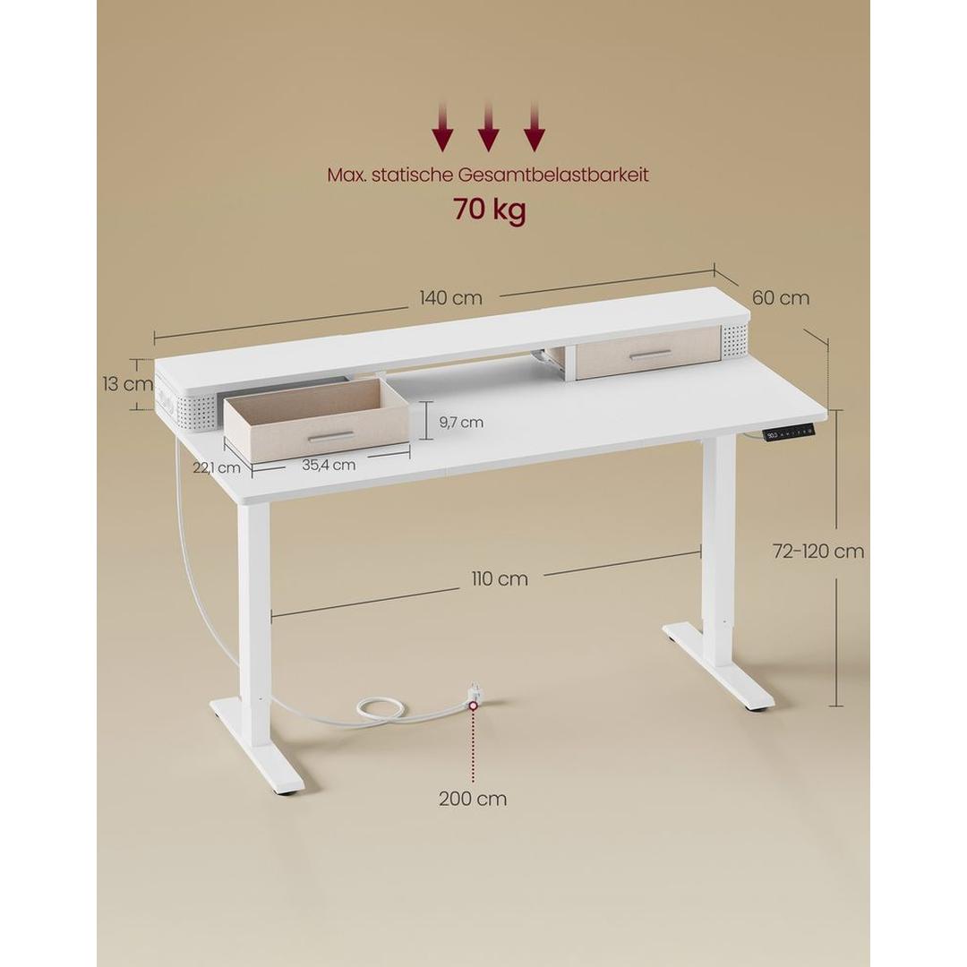 Elektrisch Verstelbaar Zit-Sta Bureau met Lades en USB-Oplaadpunten – productweergave 7 | De Groot Living