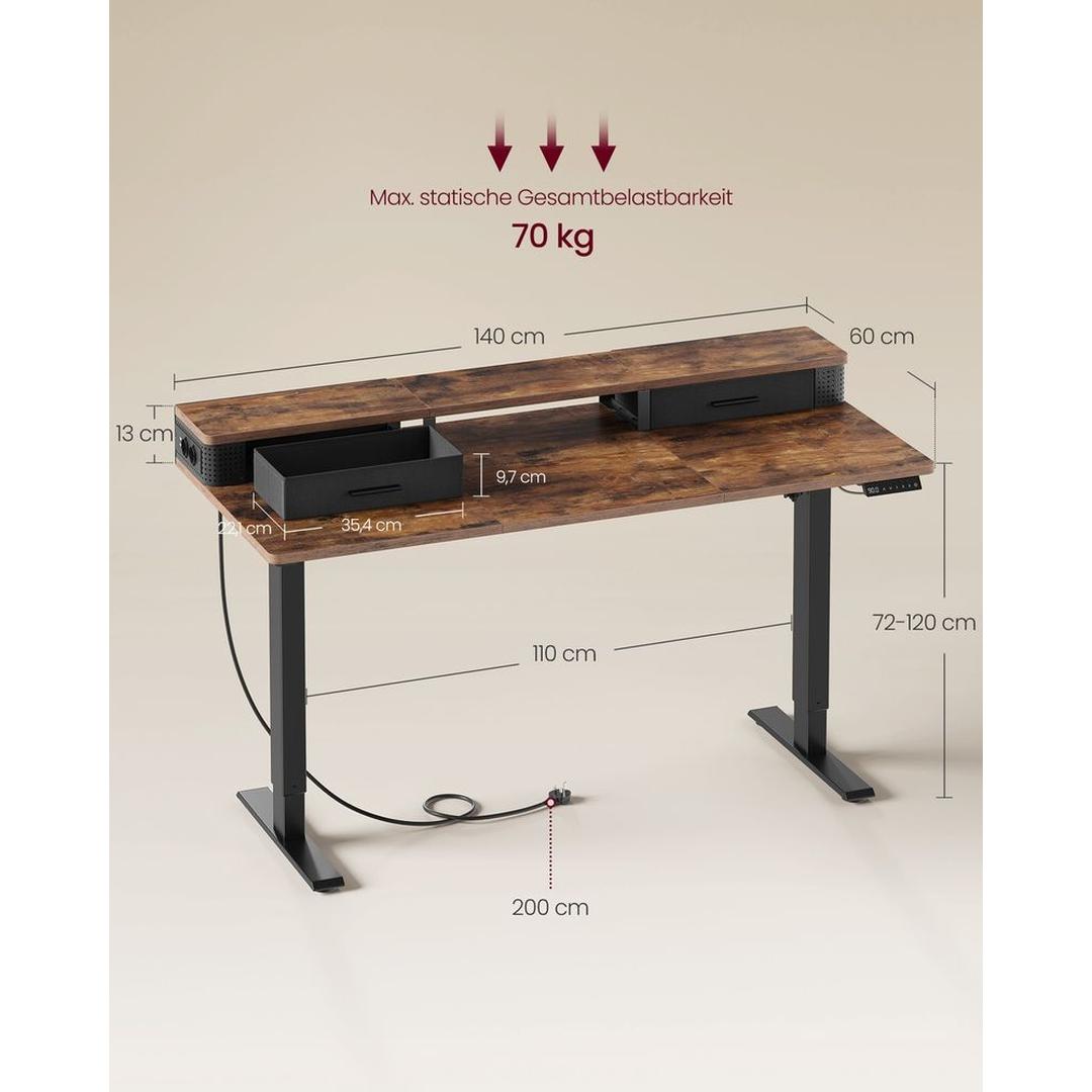 Elektrisch Verstelbaar Zit-Sta Bureau met Lades en USB-Oplaadpunten – productweergave 14 | De Groot Living