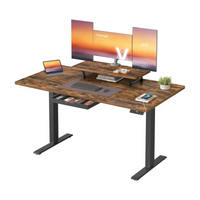 Zit-sta bureau bruin met monitorstandaard