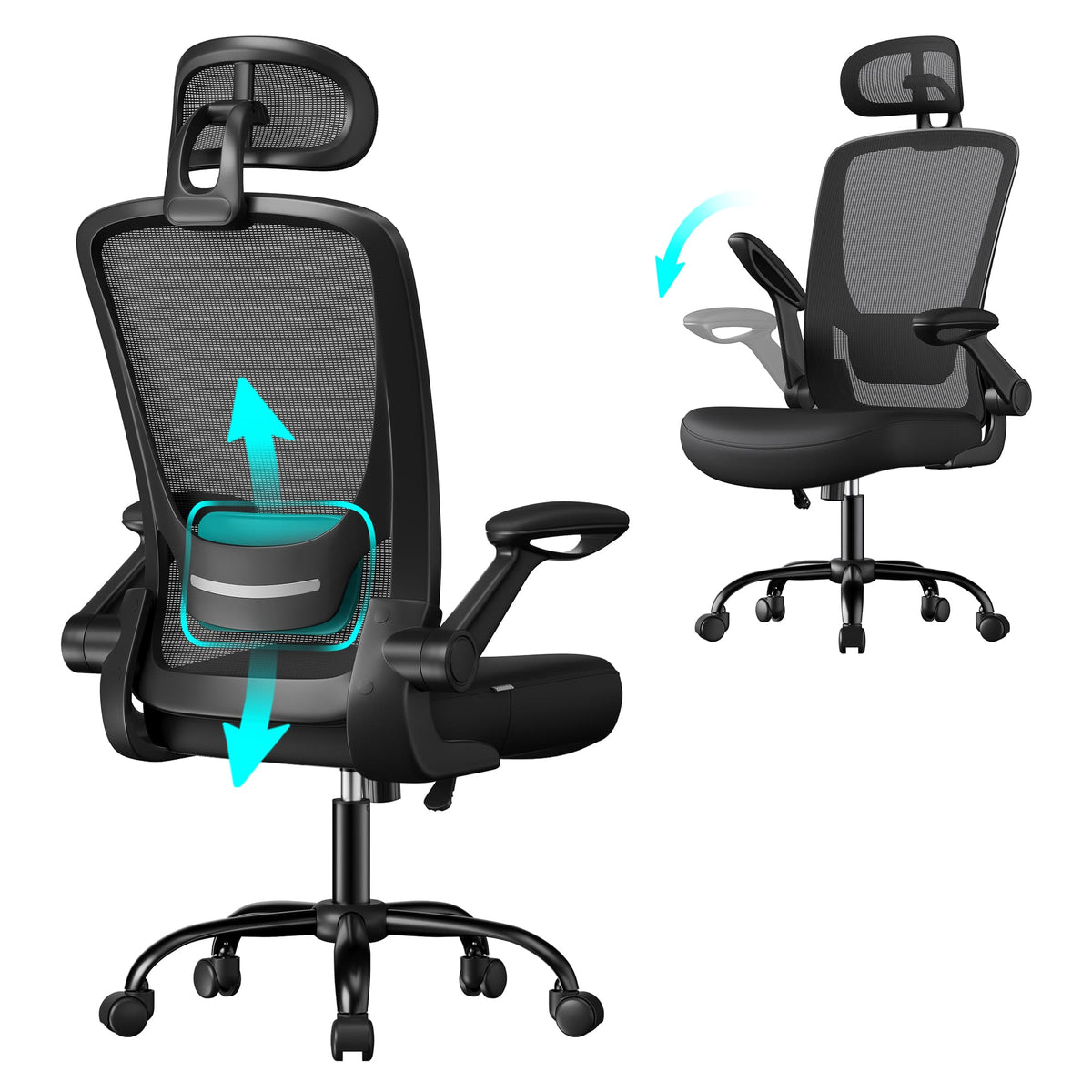 Ergonomische Bureaustoel met Gaasbekleding en Wipfunctie – productweergave 7 | De Groot Living