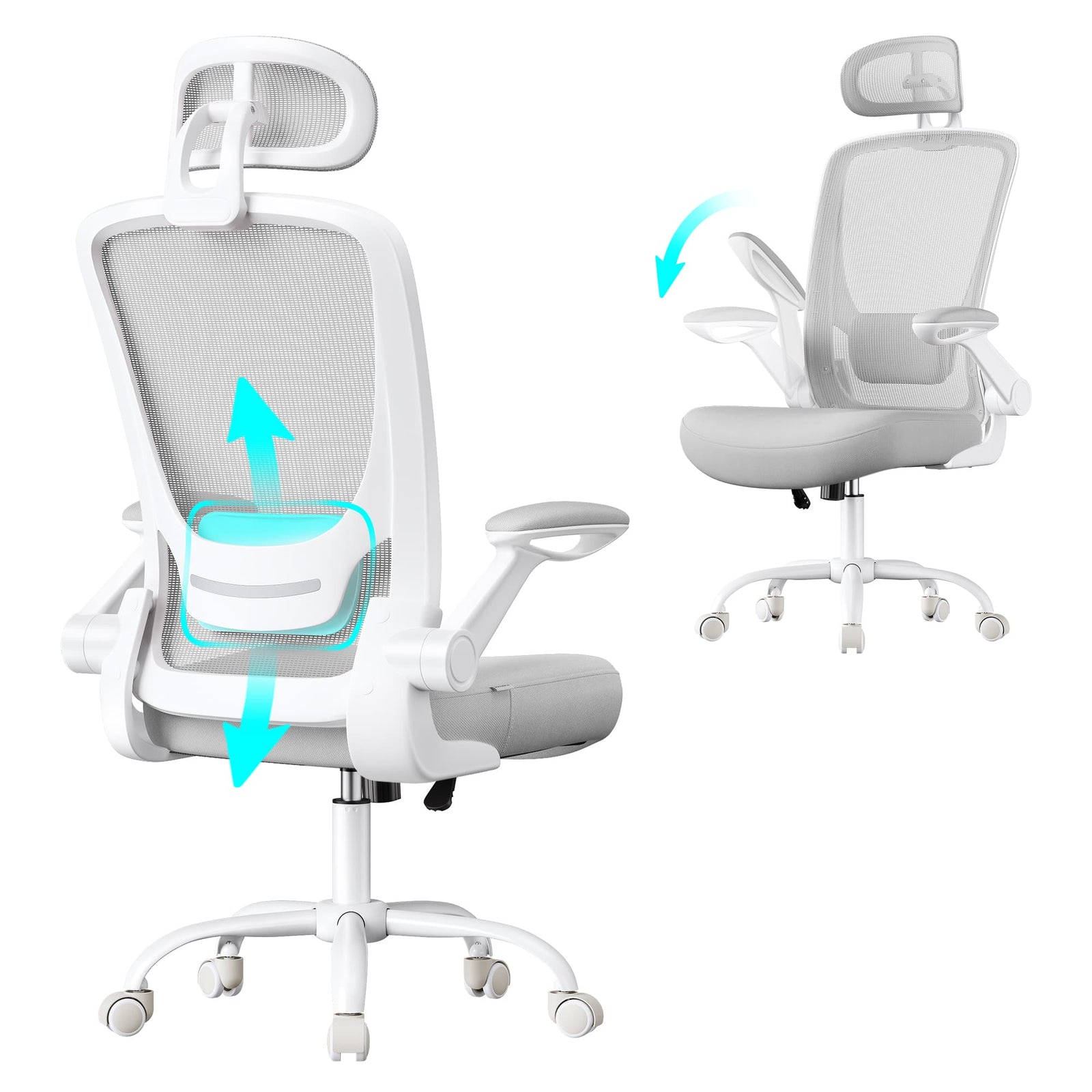 Ergonomische Bureaustoel met Gaasbekleding en Wipfunctie – productweergave 9 | De Groot Living