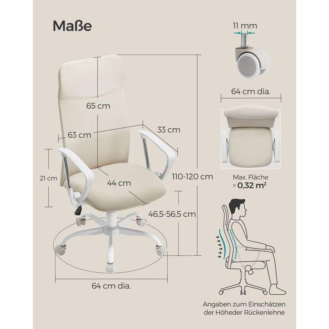 Ergonomische Bureaustoel met Stofbekleding en Verstelbare Rugondersteuning – productweergave 6 | De Groot Living