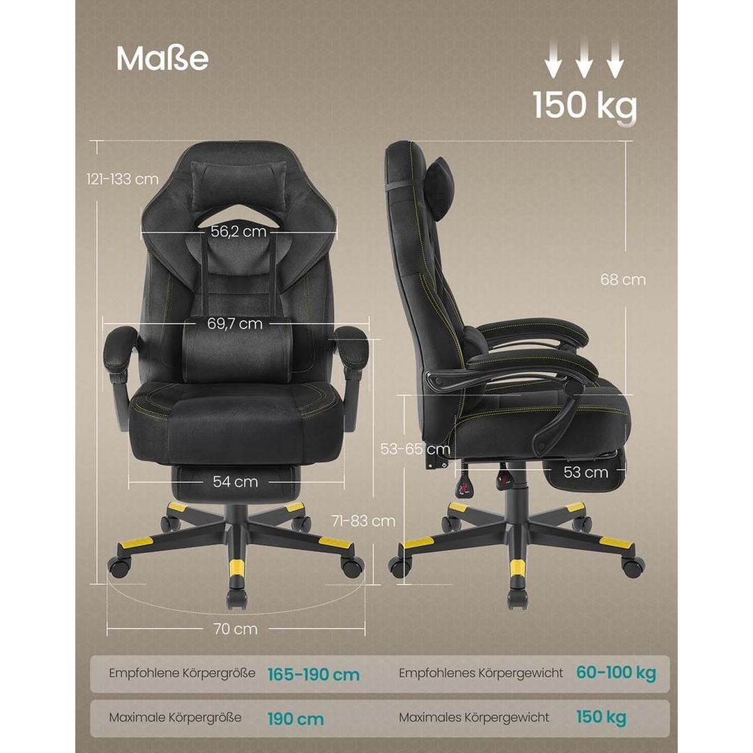 Ergonomische Gamestoel Met Voetsteun en Kantelbare Rugleuning – productweergave 10 | De Groot Living