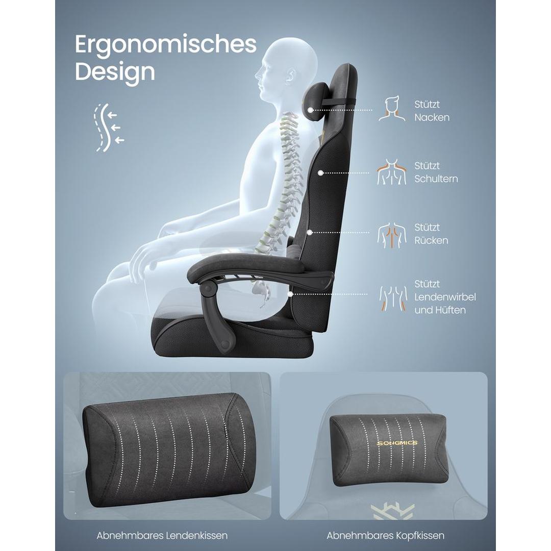 Ergonomische Gamingstoel met Voetensteun en Verstelbare Rugleuning – productweergave 6 | De Groot Living
