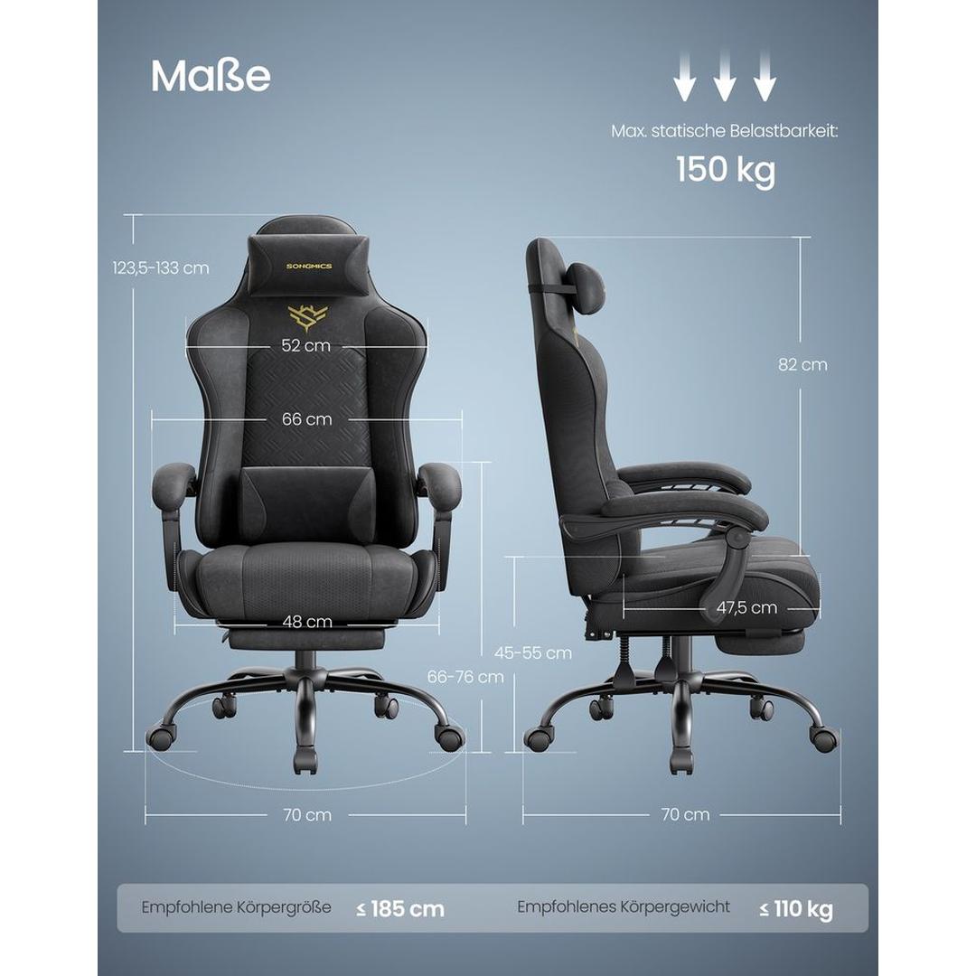 Ergonomische Gamingstoel met Voetensteun en Verstelbare Rugleuning – productweergave 8 | De Groot Living