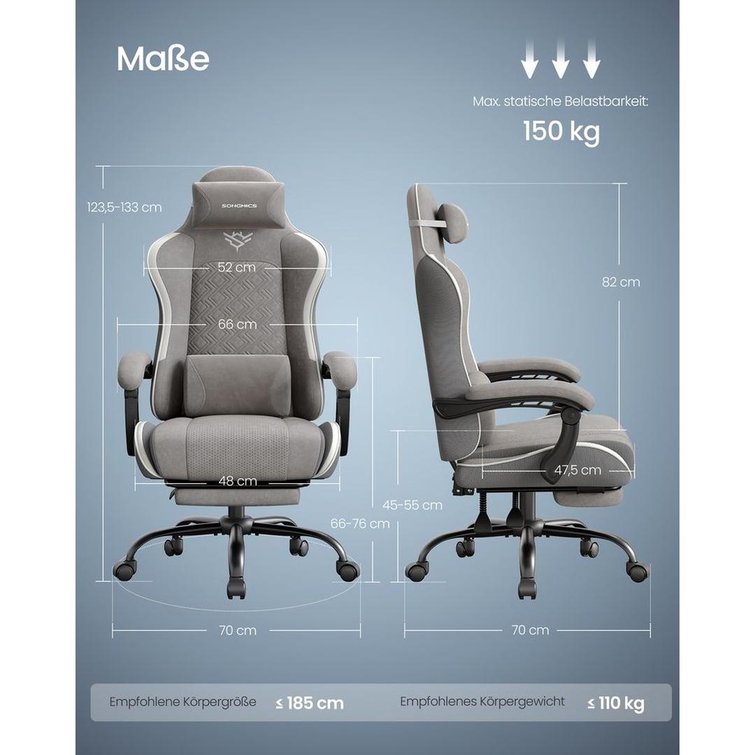 Ergonomische Gamingstoel met Voetensteun en Verstelbare Rugleuning – productweergave 14 | De Groot Living