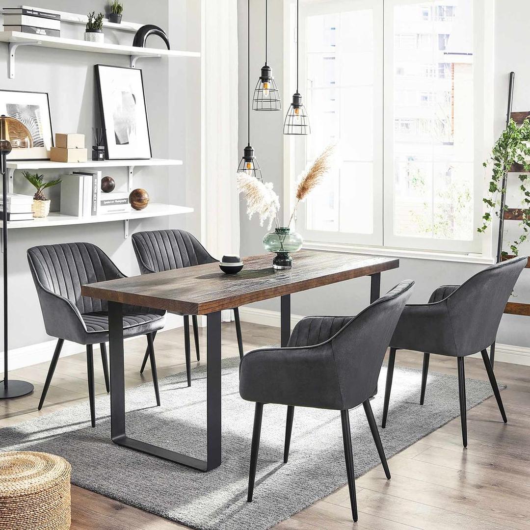 Fluwelen Eetkamerstoel met Armleuningen en Metalen Onderstel – productweergave 2 | De Groot Living