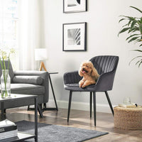 Fluwelen Eetkamerstoel met Armleuningen en Metalen Onderstel – productweergave 5 | De Groot Living