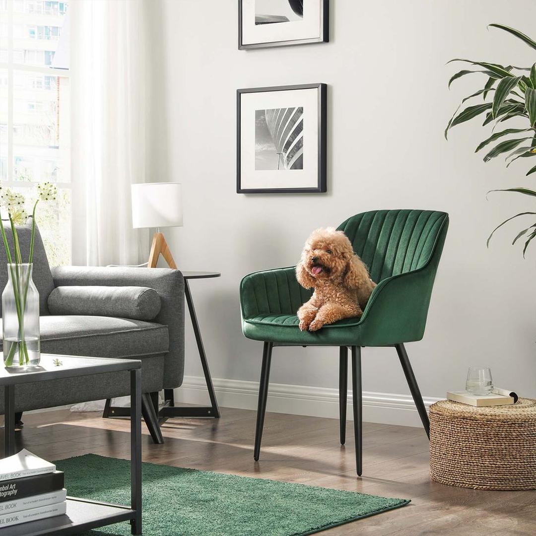 Fluwelen Eetkamerstoel met Armleuningen en Metalen Onderstel – productweergave 10 | De Groot Living