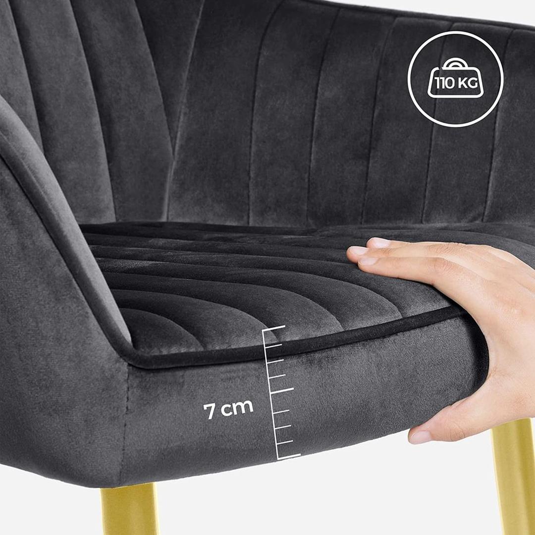 Fluwelen Eetkamerstoel met Armleuningen en Metalen Onderstel – productweergave 22 | De Groot Living
