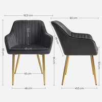 Fluwelen Eetkamerstoel met Armleuningen en Metalen Onderstel – productweergave 25 | De Groot Living