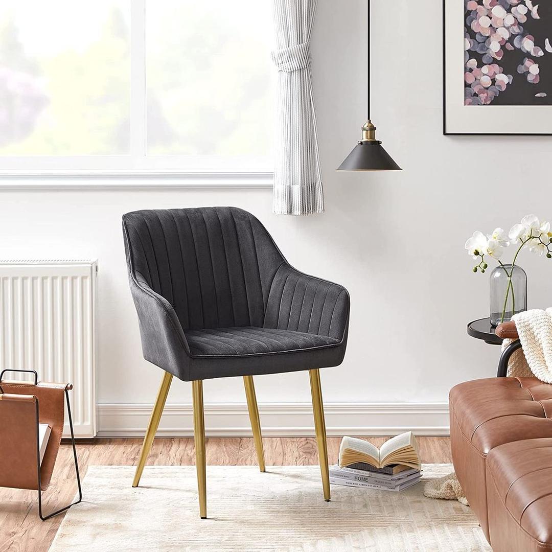 Fluwelen Eetkamerstoel met Armleuningen en Metalen Onderstel – productweergave 26 | De Groot Living