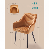 Fluwelen Eetkamerstoel met Armleuningen en Metalen Onderstel – productweergave 47 | De Groot Living