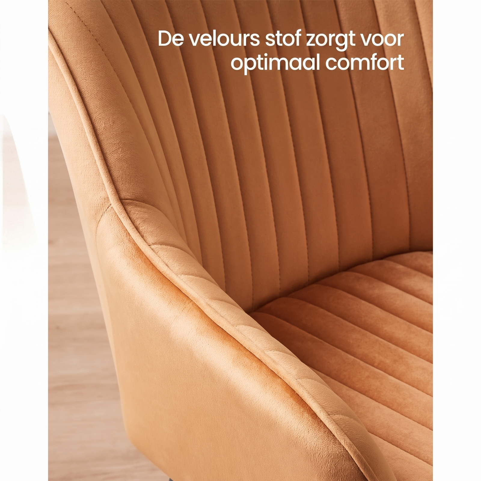 Fluwelen Eetkamerstoel met Armleuningen en Metalen Onderstel – productweergave 48 | De Groot Living