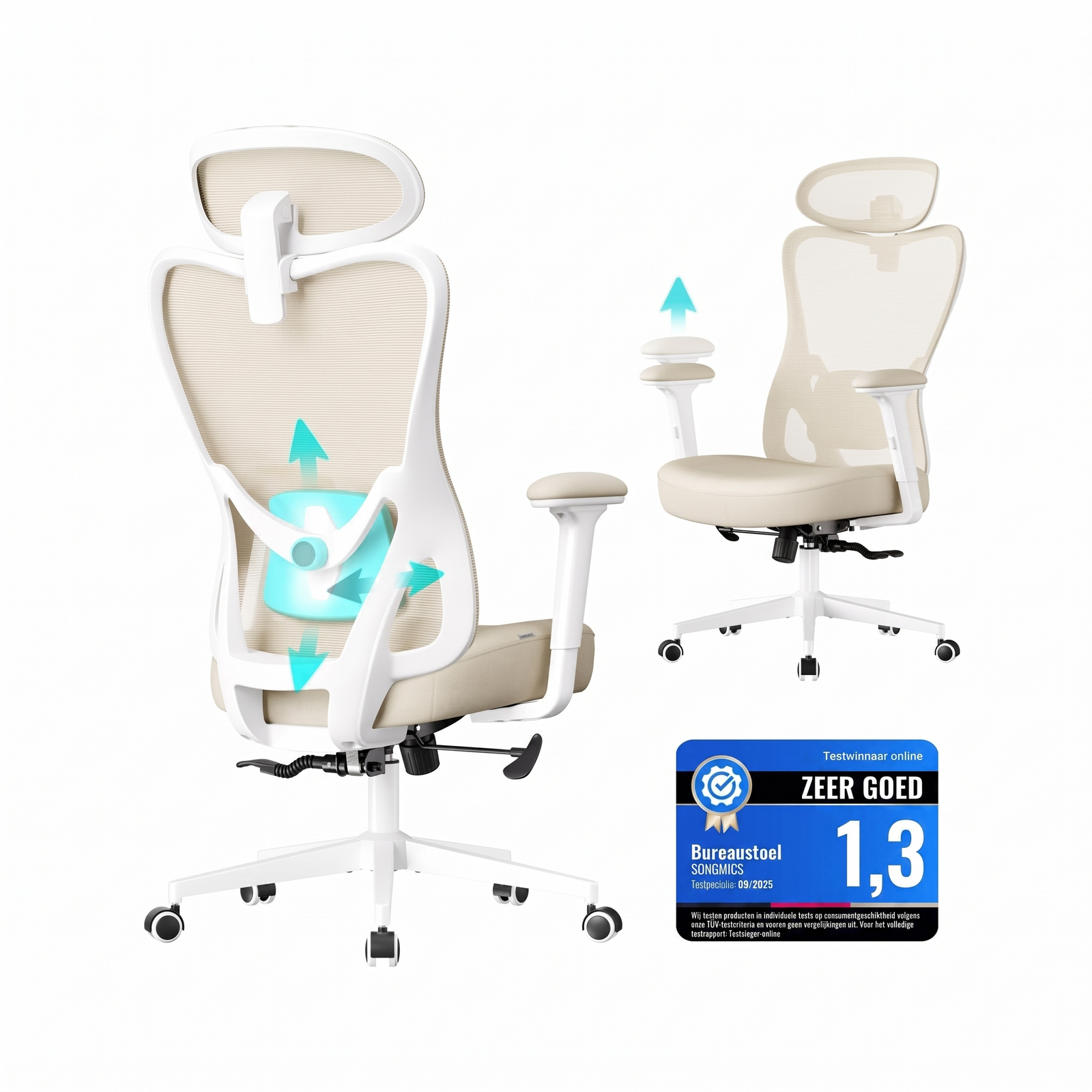 Gamingstoel met Verstelbare Hoofdsteun en Kantelbare Rugleuning – productweergave 3 | De Groot Living