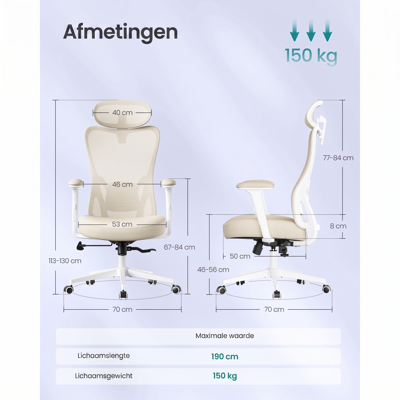 Gamingstoel met Verstelbare Hoofdsteun en Kantelbare Rugleuning – productweergave 17 | De Groot Living