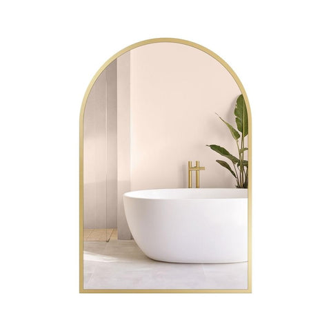 Gebogen Wandspiegel met Aluminium Frame en Gehard Glas 91 x 61 cm – productweergave 1 | De Groot Living