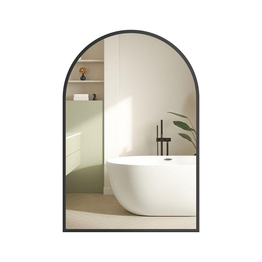 Gebogen Wandspiegel met Aluminium Frame en Gehard Glas 91 x 61 cm – productweergave 2 | De Groot Living