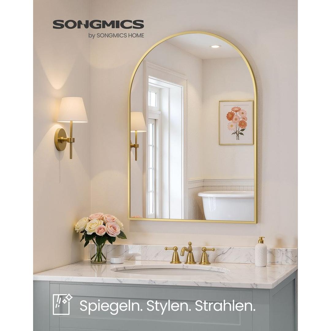 Gebogen Wandspiegel met Aluminium Frame en Gehard Glas 91 x 61 cm – productweergave 3 | De Groot Living