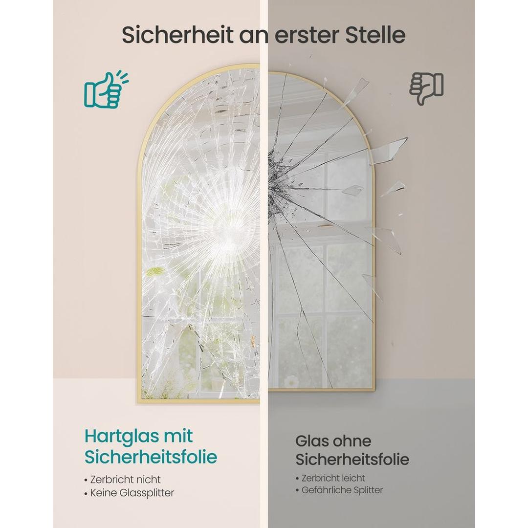 Gebogen Wandspiegel met Aluminium Frame en Gehard Glas 91 x 61 cm – productweergave 4 | De Groot Living