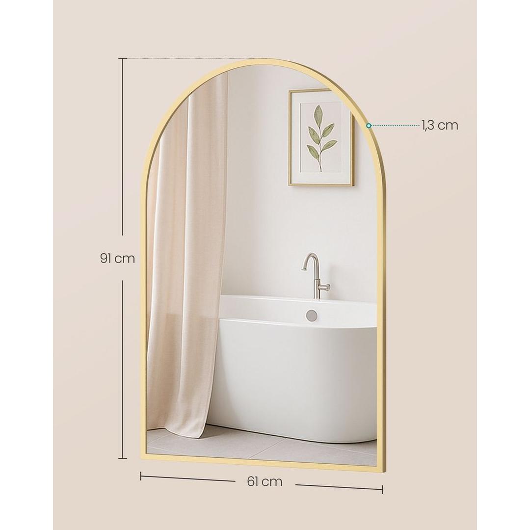 Gebogen Wandspiegel met Aluminium Frame en Gehard Glas 91 x 61 cm – productweergave 6 | De Groot Living