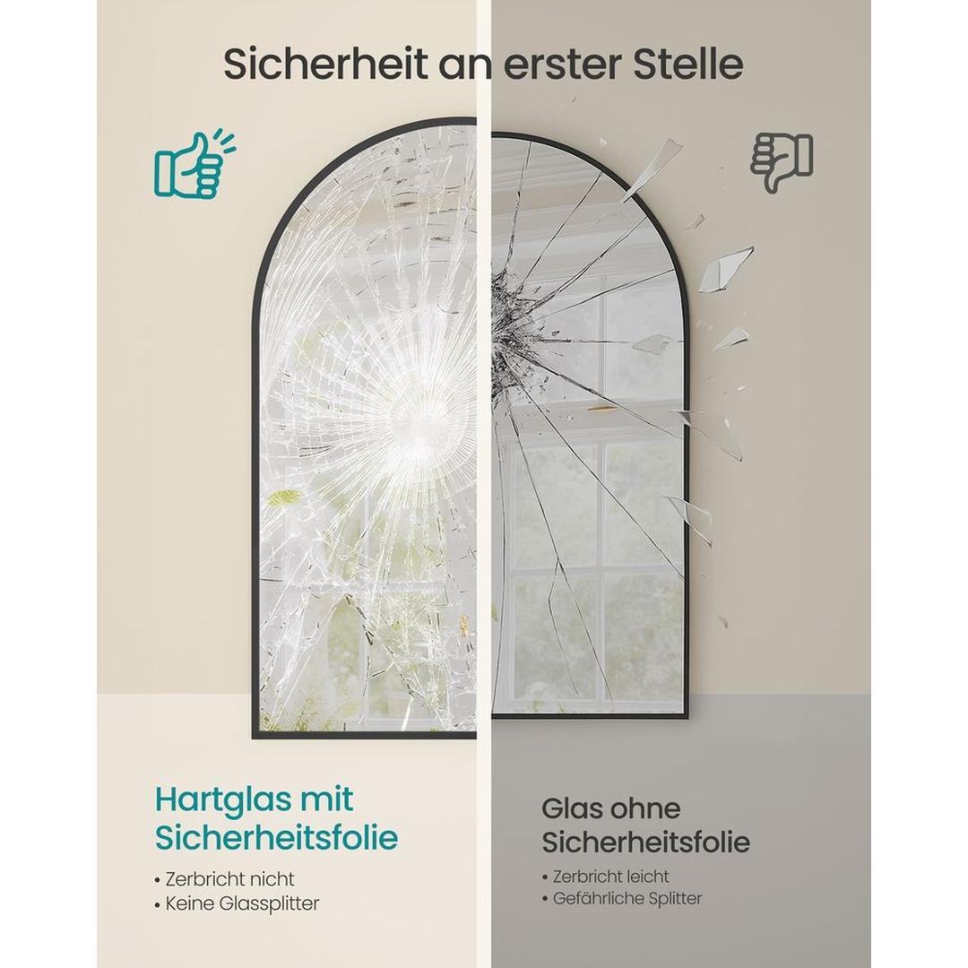 Gebogen Wandspiegel met Aluminium Frame en Gehard Glas 91 x 61 cm – productweergave 9 | De Groot Living
