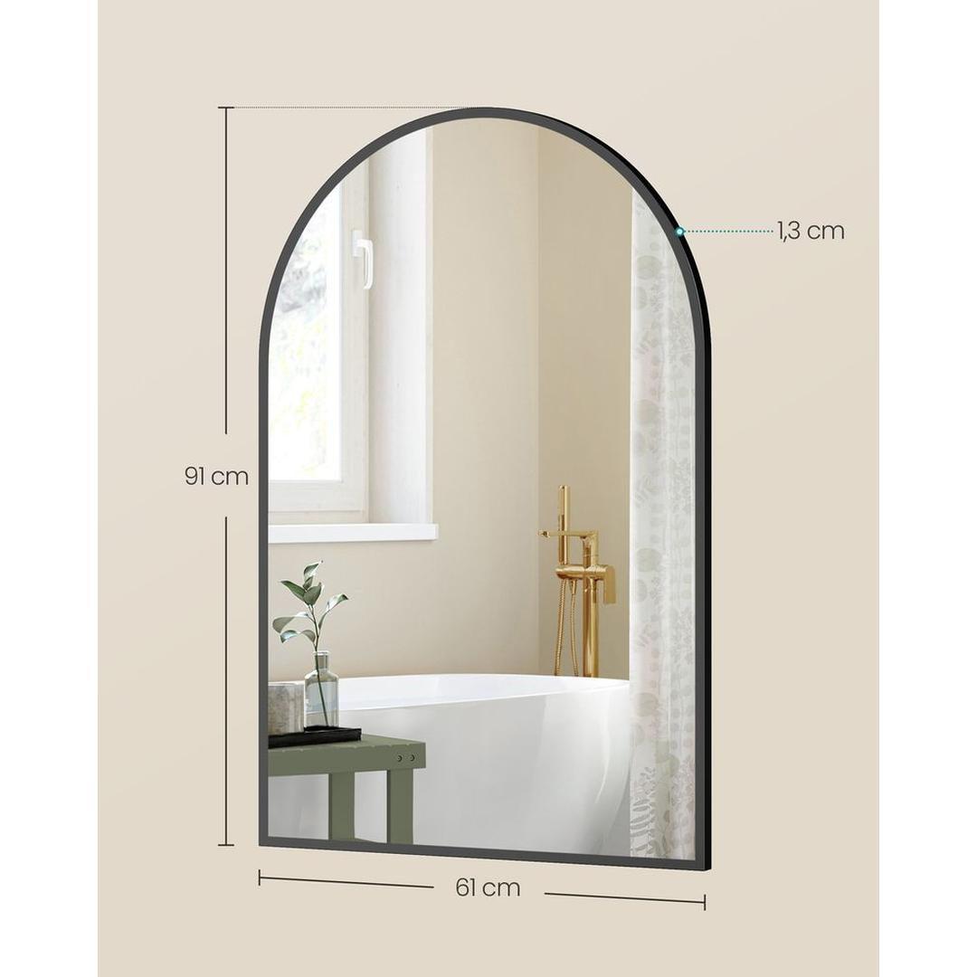 Gebogen Wandspiegel met Aluminium Frame en Gehard Glas 91 x 61 cm – productweergave 11 | De Groot Living