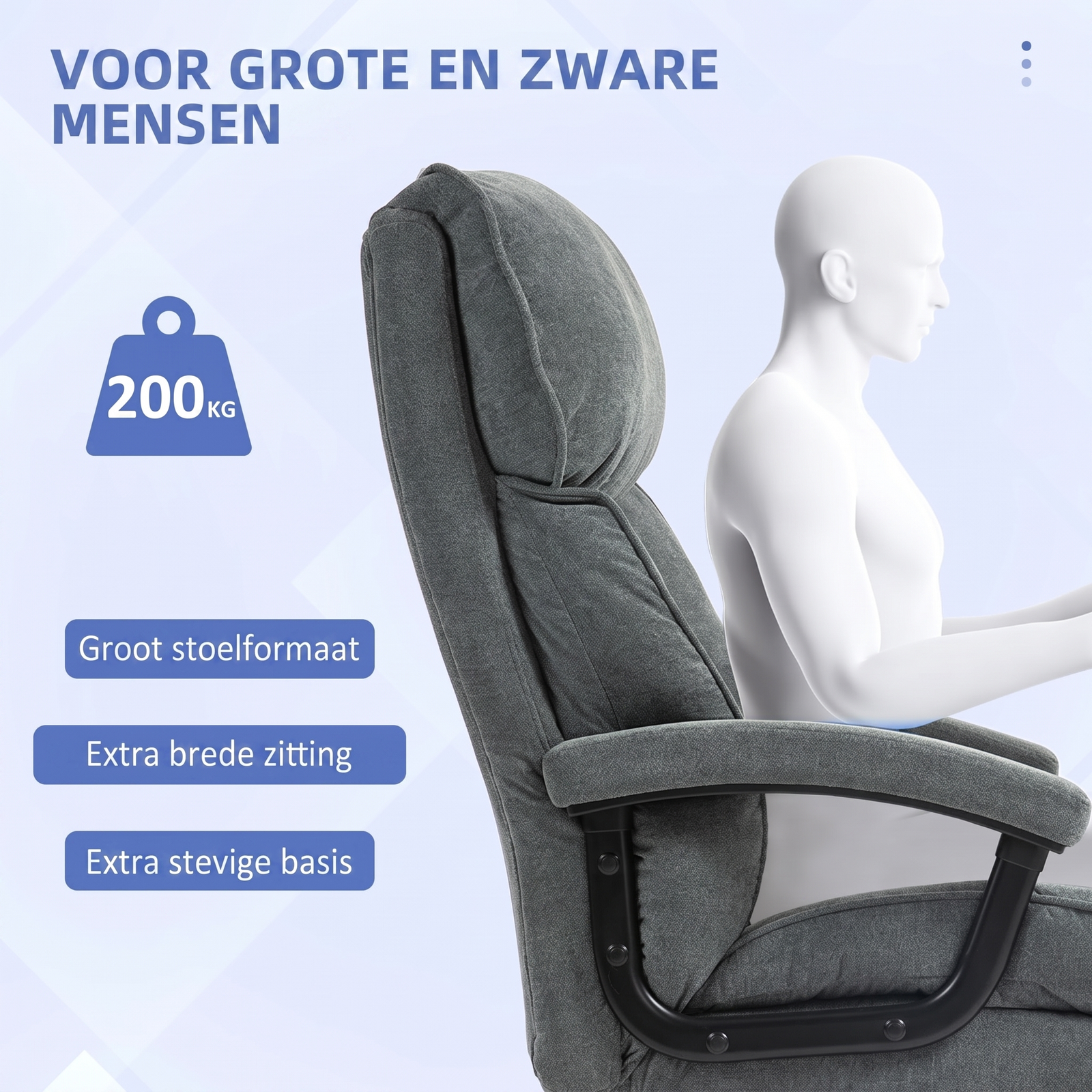Hoge Bureaustoel met Verstelbare Zithoogte – productweergave 4 | De Groot Living