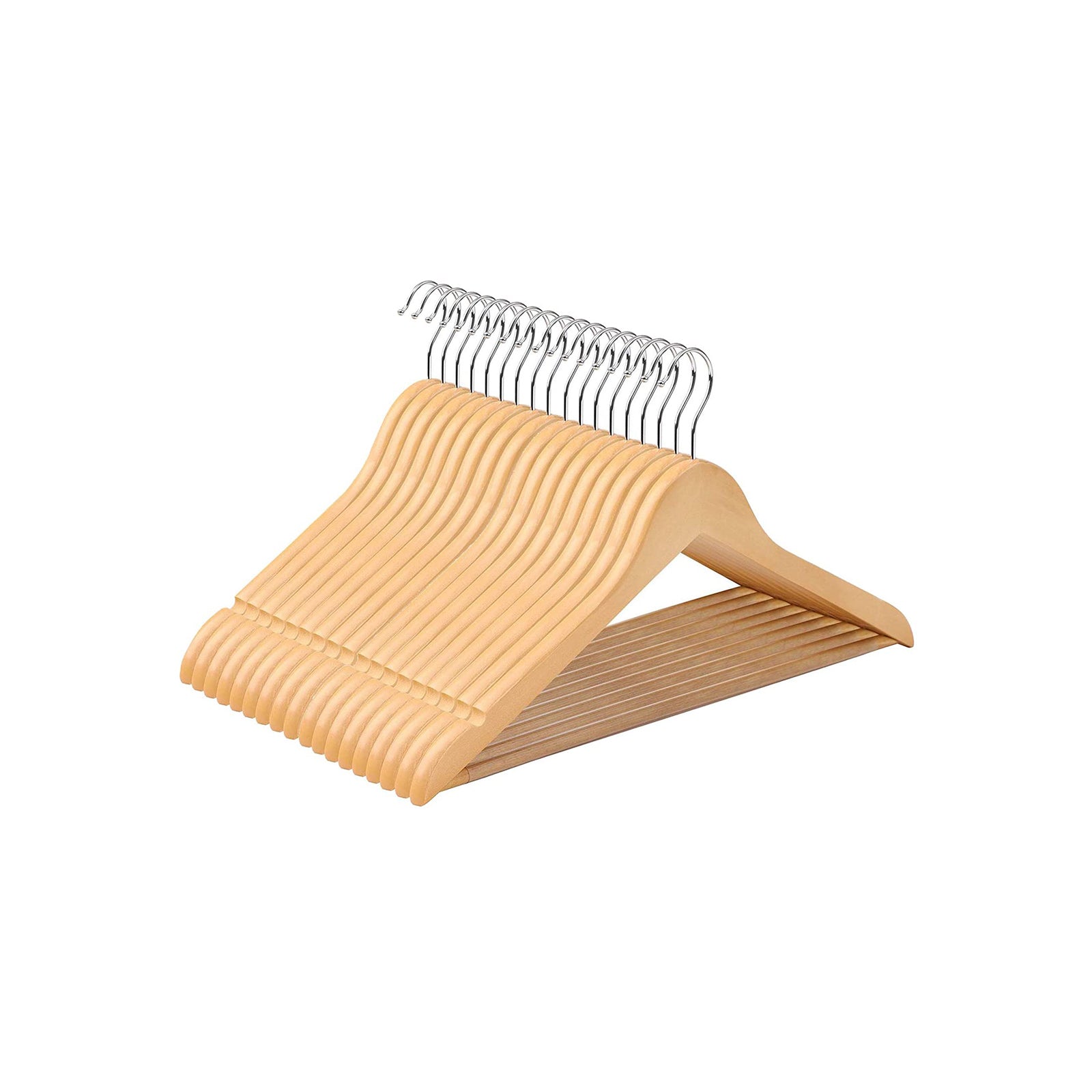 Houten Kledinghangers van Massief Esdoornhout met Antislip Broekstang – productweergave 2 | De Groot Living